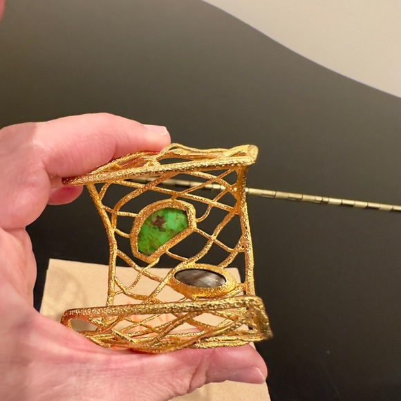 RARE Bohemian Luxury authentic Alexis Bittar Gemstone Statement Cuff/Bracelet - Picture 9 of 17